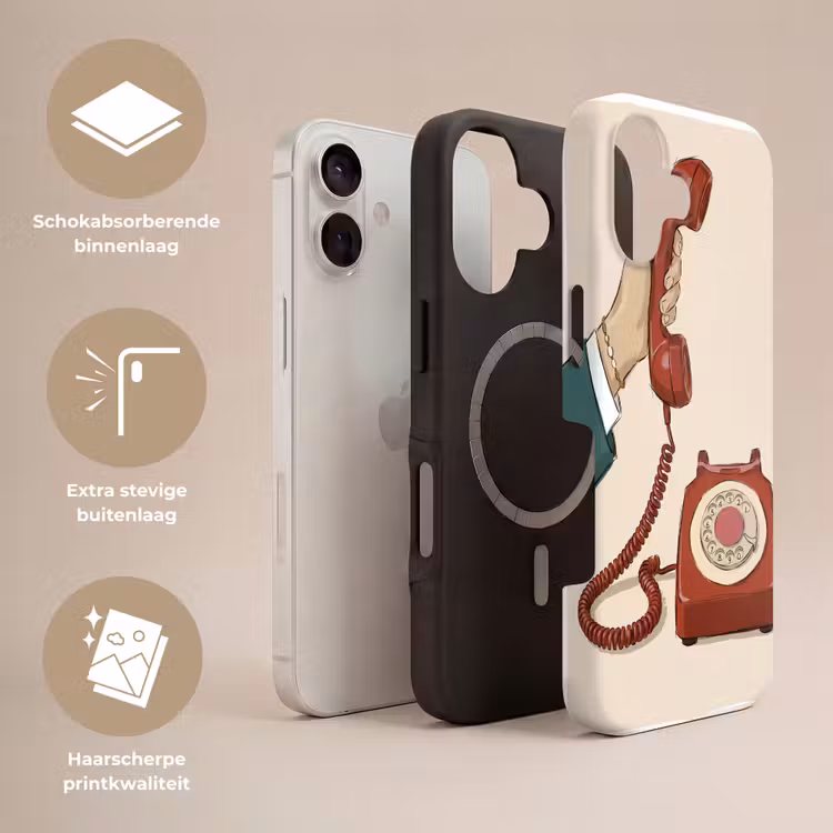 Telefoon - Hand - Vintage - Communicatie - Rood Toughcase MagSafe Apple iPhone 17 klein -USP_Lagen_NL