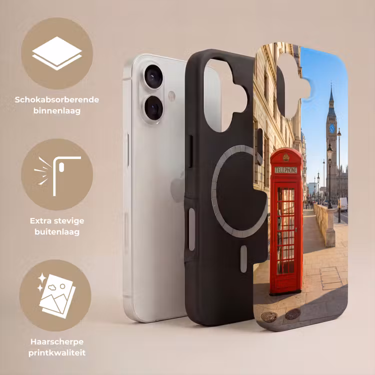 Telefooncel - Rood - Londen - Stad - Architectuur Toughcase MagSafe Apple iPhone 17 klein -USP_Lagen_NL