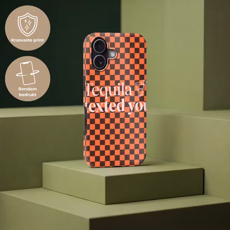 Tequila texted you - Glas - Vierkanten - Oranje Toughcase MagSafe Apple iPhone 17 klein -USP_PrintM_NL