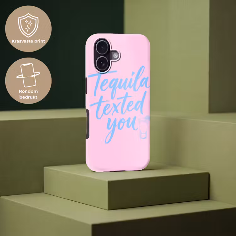 Tequila texted you - Roze - Blauw Toughcase MagSafe Apple iPhone 17 klein -USP_PrintM_NL