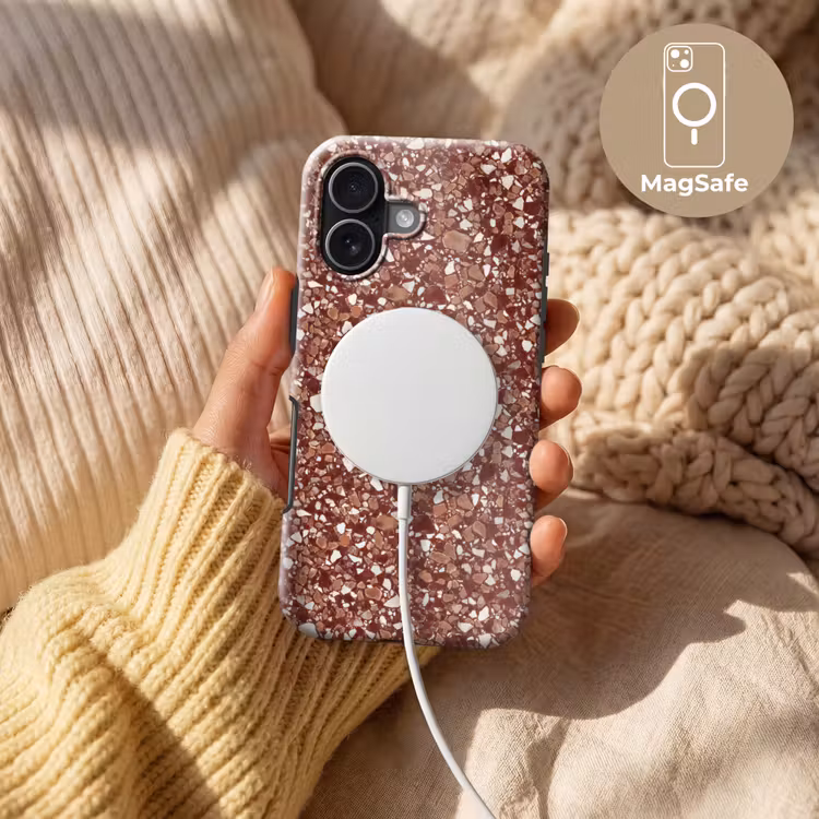 Terrazzo - Patroon - Steentextuur - Roodbruin Toughcase MagSafe Apple iPhone 17 klein 1017 -USP_MagsafeV