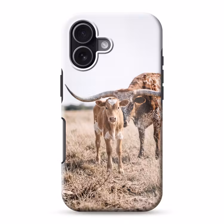 Texas Longhorn - Kalf - Weide - Dieren Toughcase MagSafe Apple iPhone 17 klein -3d