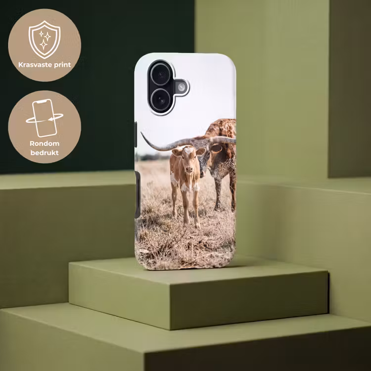 Texas Longhorn - Kalf - Weide - Dieren Toughcase MagSafe Apple iPhone 17 klein -USP_PrintM_NL