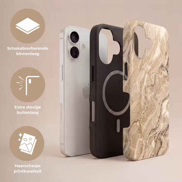 Textuur - Aders - Abstract - Modern - Beige Toughcase MagSafe Apple iPhone 17 klein -USP_Lagen_NL
