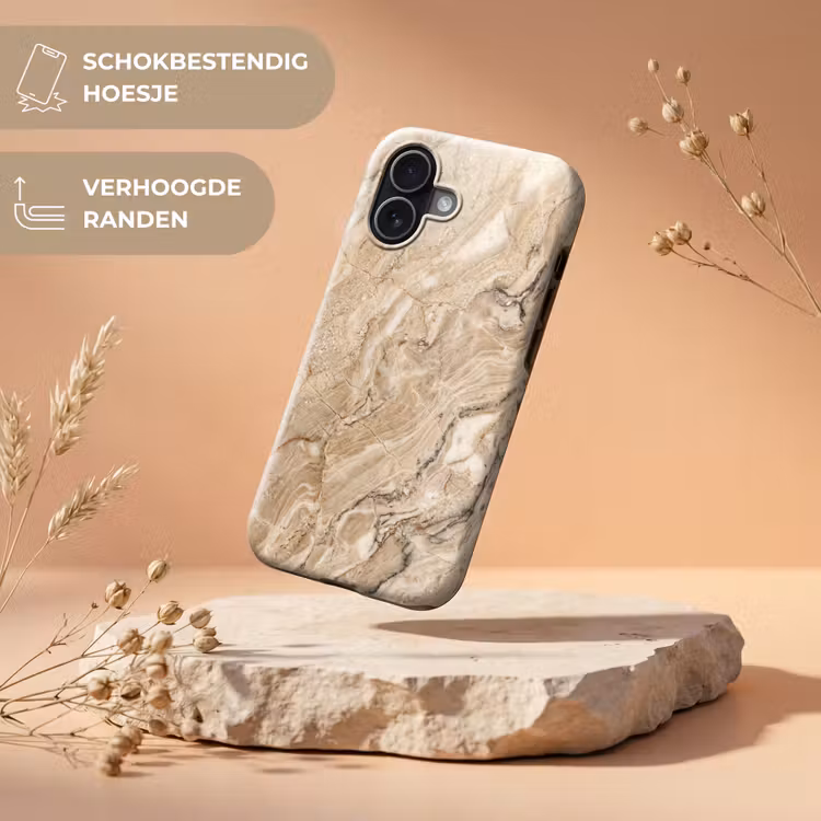 Textuur - Aders - Abstract - Modern - Beige Toughcase MagSafe Apple iPhone 17 klein -USP_RandenV_NL