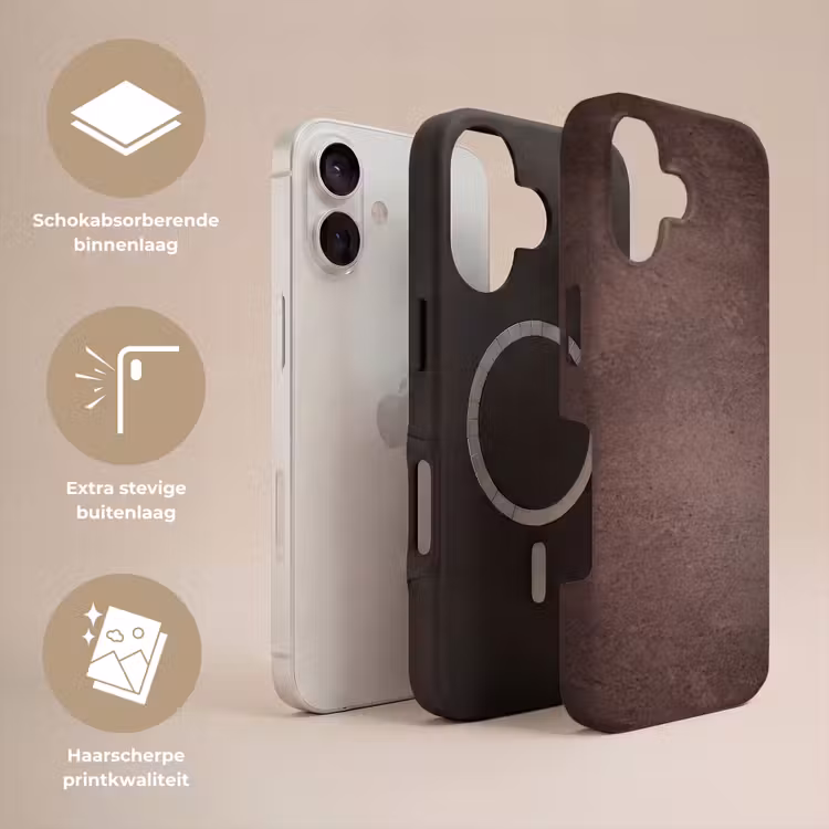 Textuur - Beton - Abstract - Donker - Bruin Toughcase MagSafe Apple iPhone 17 klein -USP_Lagen_NL