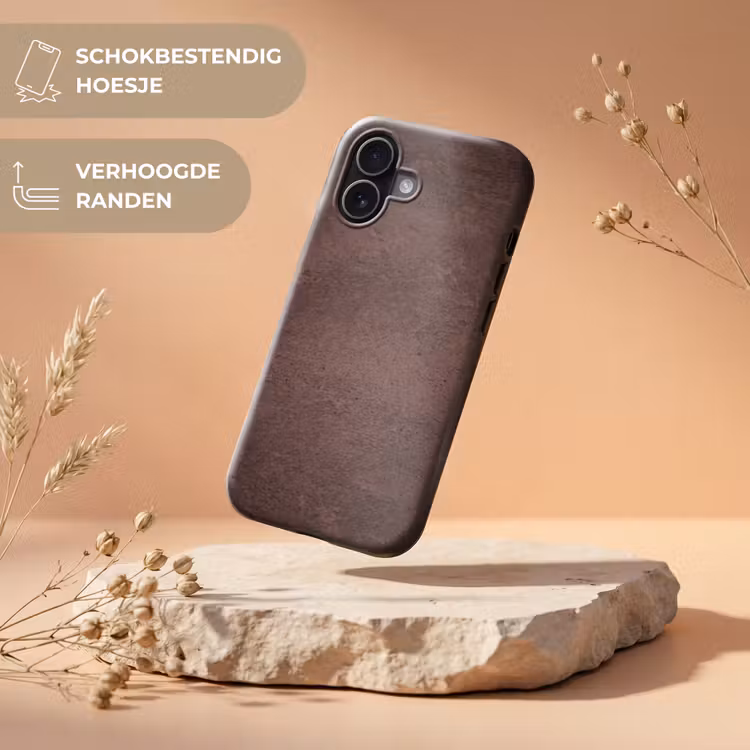Textuur - Beton - Abstract - Donker - Bruin Toughcase MagSafe Apple iPhone 17 klein -USP_RandenV_NL