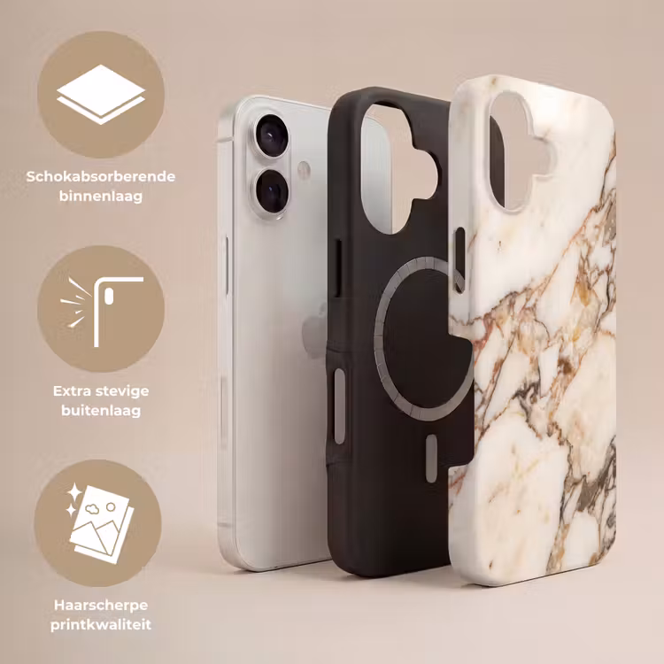 Textuur - Gesteente - Aderen - Abstract - Wit Toughcase MagSafe Apple iPhone 17 klein -USP_Lagen_NL