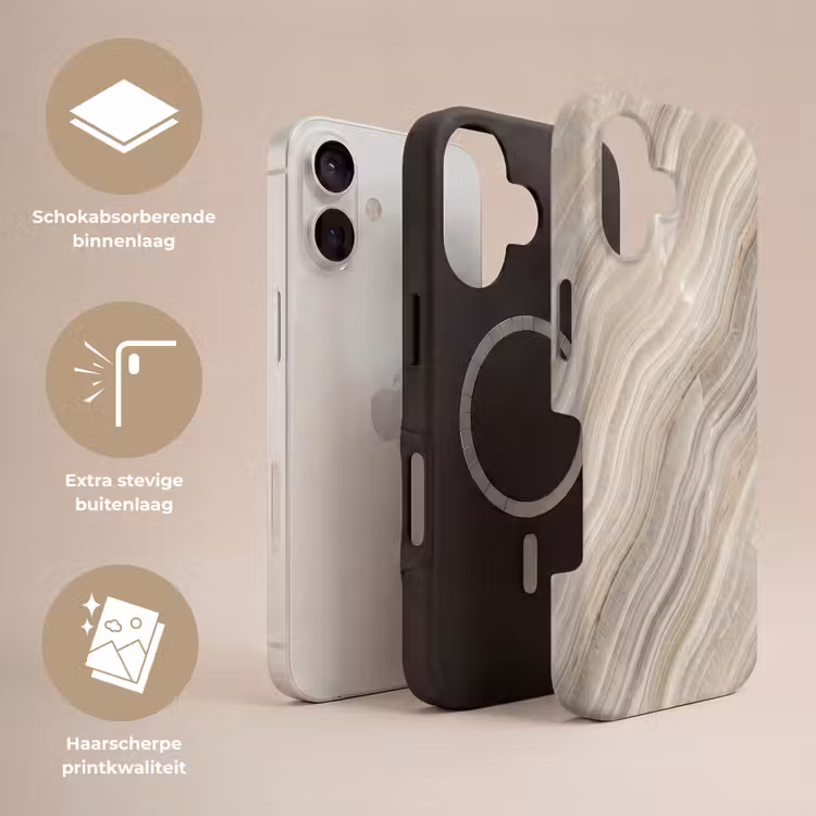 Textuur - Golvend - Abstract - Modern - Beige Toughcase MagSafe Apple iPhone 17 klein -USP_Lagen_NL