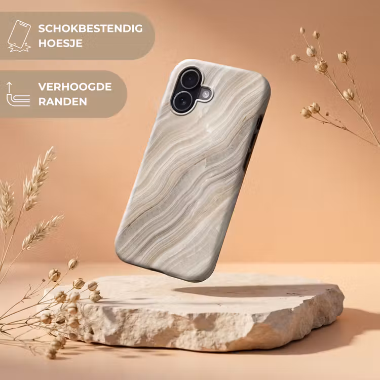 Textuur - Golvend - Abstract - Modern - Beige Toughcase MagSafe Apple iPhone 17 klein -USP_RandenV_NL