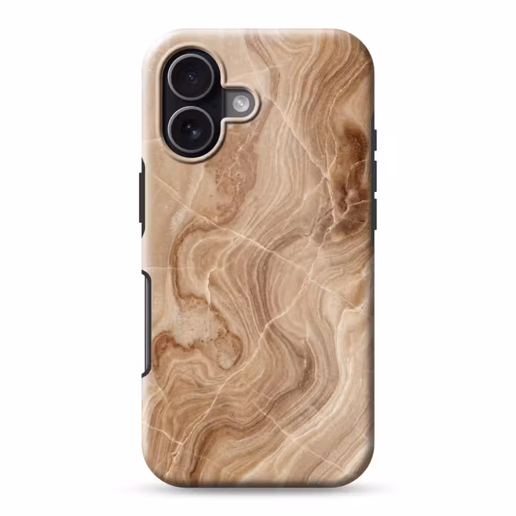 Textuur - Golvend - Abstract - Warm - Bruin Toughcase MagSafe Apple iPhone 17 klein -3d