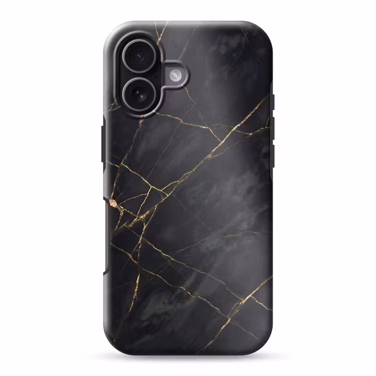 Textuur - Gouden lijnen - Abstract - Modern - Zwart Toughcase MagSafe Apple iPhone 17 klein -3d
