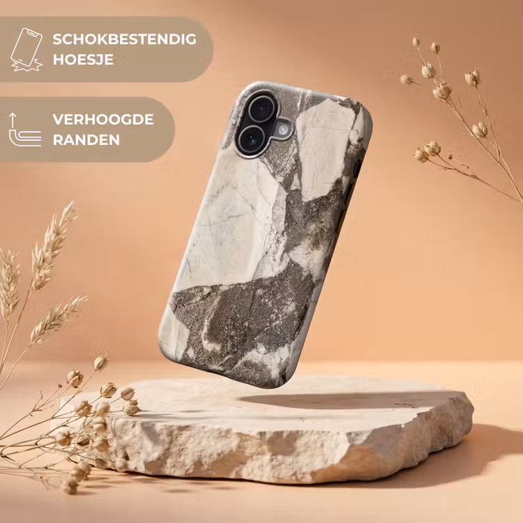 Textuur - Marmer - Abstract - Beige - Bruin Toughcase MagSafe Apple iPhone 17 klein -USP_RandenV_NL