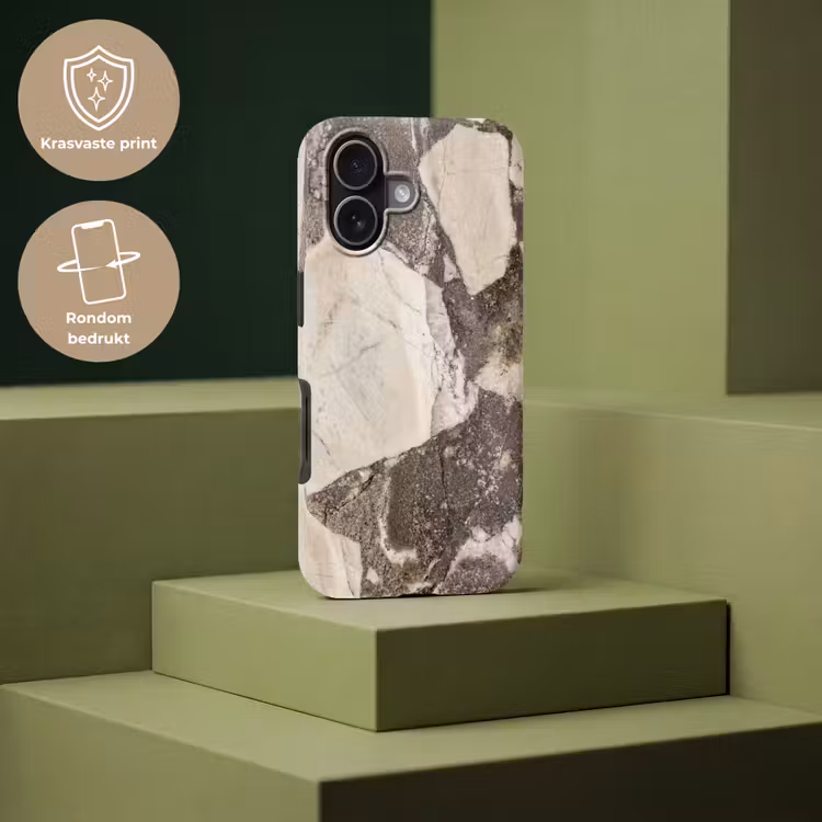 Textuur - Marmer - Abstract - Beige - Bruin Toughcase MagSafe Apple iPhone 17 klein -USP_PrintM_NL