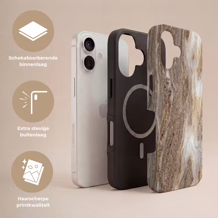 Textuur - Steen - Abstract - Beige Toughcase MagSafe Apple iPhone 17 klein -USP_Lagen_NL