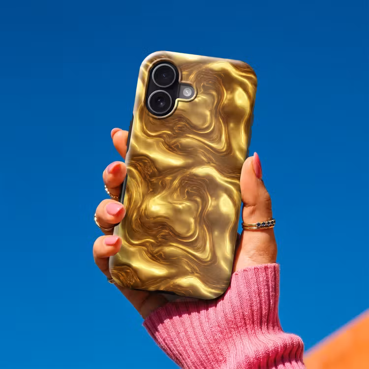 Textuur - Vloeibaar - Organisch - Goud Toughcase MagSafe Apple iPhone 17 klein 1017 -Sfeer1V