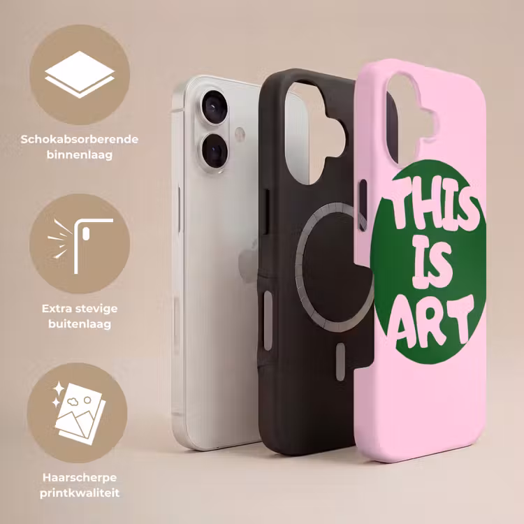 This is art - Tekst - Cirkel - Groen Toughcase MagSafe Apple iPhone 17 klein -USP_Lagen_NL