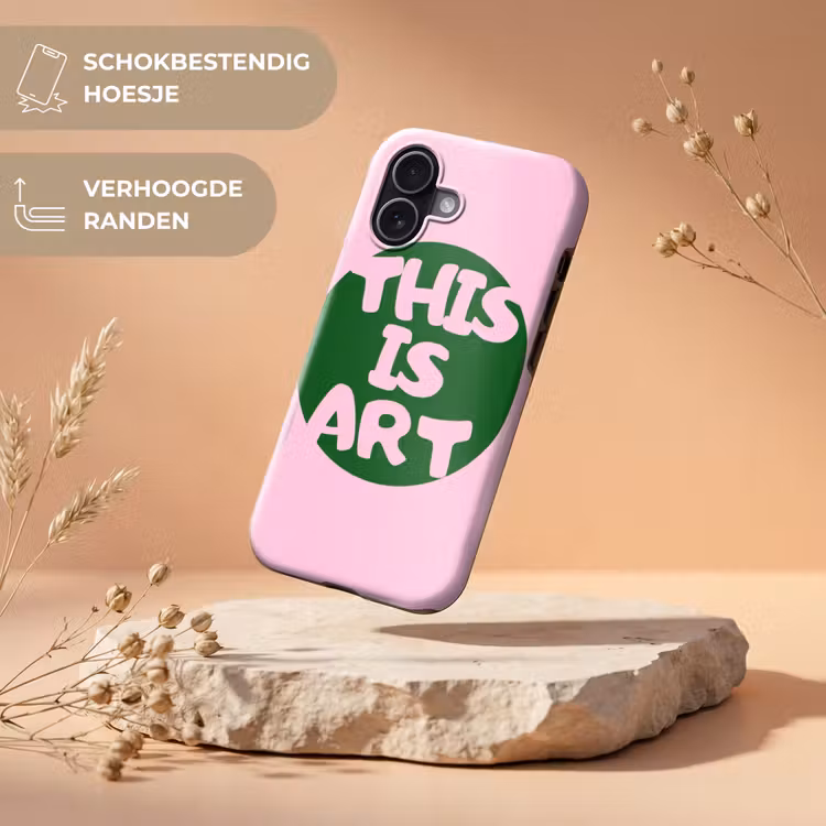 This is art - Tekst - Cirkel - Groen Toughcase MagSafe Apple iPhone 17 klein -USP_RandenV_NL