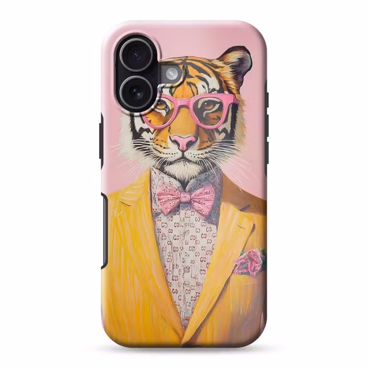 Tijger - Bril - Geel - Jasje Toughcase MagSafe Apple iPhone 17 klein -3d