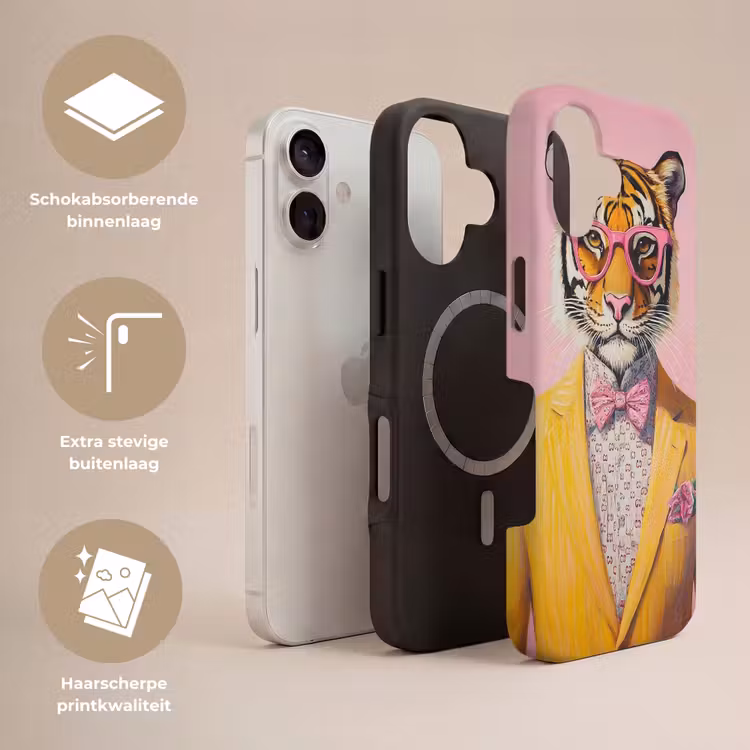 Tijger - Bril - Geel - Jasje Toughcase MagSafe Apple iPhone 17 klein -USP_Lagen_NL