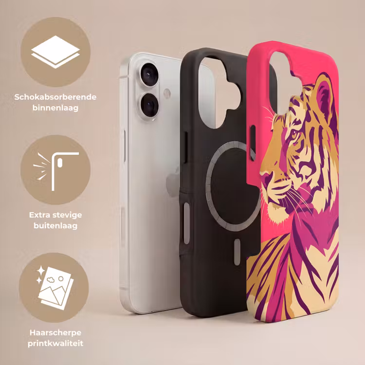 Tijger - Modern - Neon Toughcase MagSafe Apple iPhone 17 klein -USP_Lagen_NL