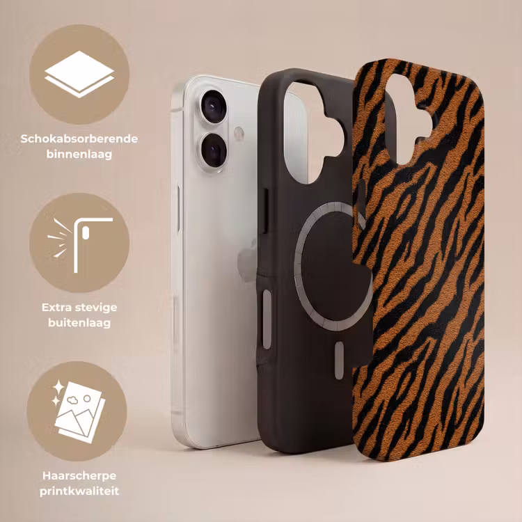 Tijger - Vacht - Zwart Toughcase MagSafe Apple iPhone 17 klein 1017 -USP_Lagen_NL