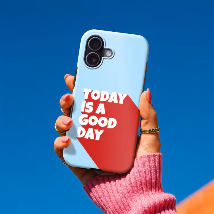 Today is a good day - Rood - lichtblauw Toughcase MagSafe Apple iPhone 17 klein -Sfeer1V