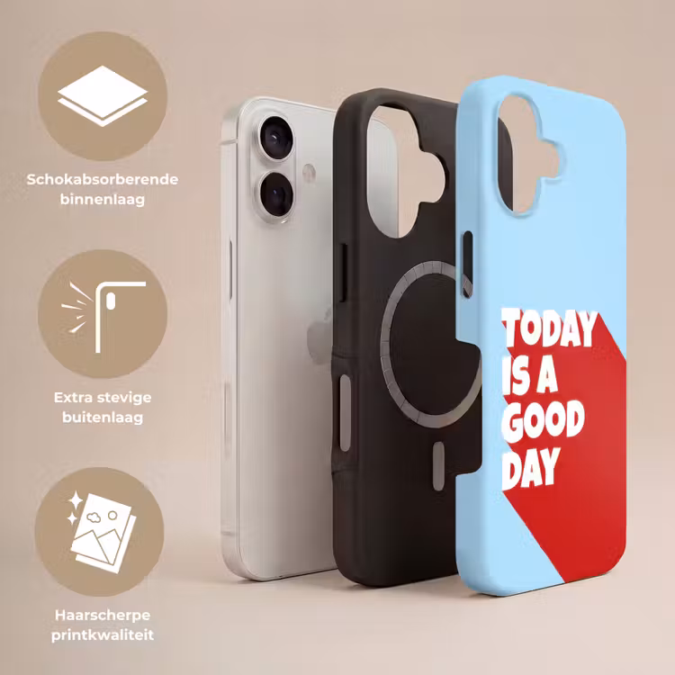 Today is a good day - Rood - lichtblauw Toughcase MagSafe Apple iPhone 17 klein -USP_Lagen_NL