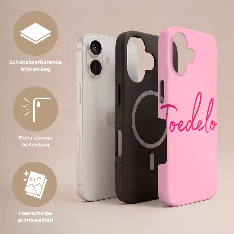 Toedeloe - Roze - Minimalistisch Toughcase MagSafe Apple iPhone 17 klein -USP_Lagen_NL