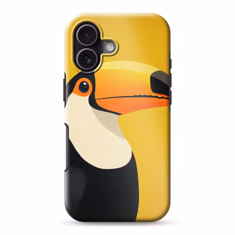 Toekan - Minimalistisch - Snavel - Oranje Toughcase MagSafe Apple iPhone 17 klein -3d