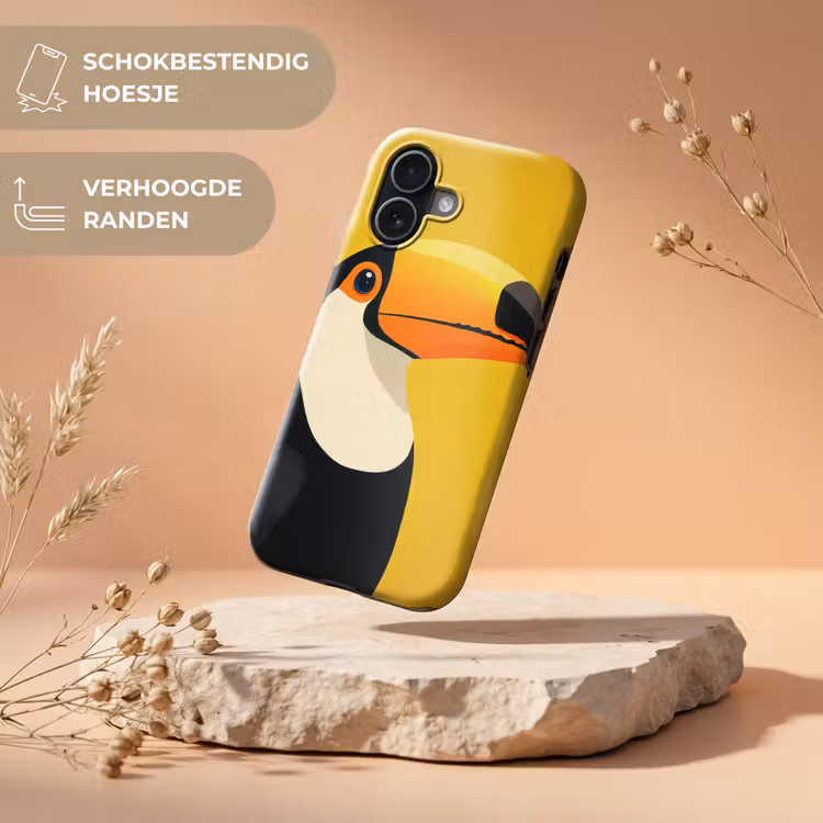 Toekan - Minimalistisch - Snavel - Oranje Toughcase MagSafe Apple iPhone 17 klein -USP_RandenV_NL