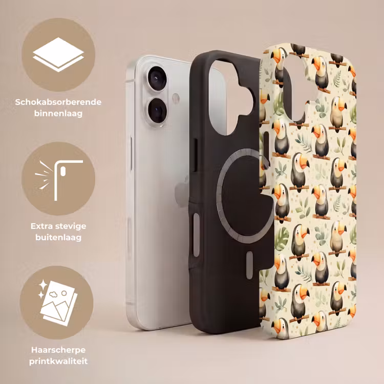 Toekans - Exotisch - Kleurrijk Toughcase MagSafe Apple iPhone 17 klein 1017 -USP_Lagen_NL