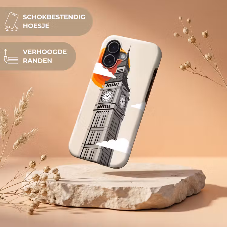 Toren - Klok - Londen - Architectuur - Retro Toughcase MagSafe Apple iPhone 17 klein -USP_RandenV_NL