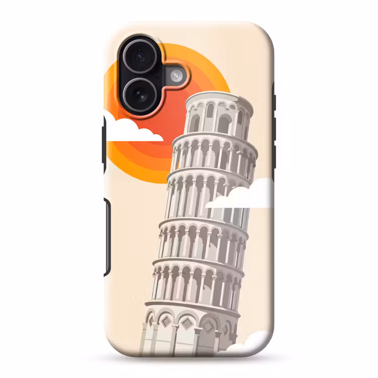 Toren - Pisa - Architectuur - Minimalistisch - Beige Toughcase MagSafe Apple iPhone 17 klein -3d
