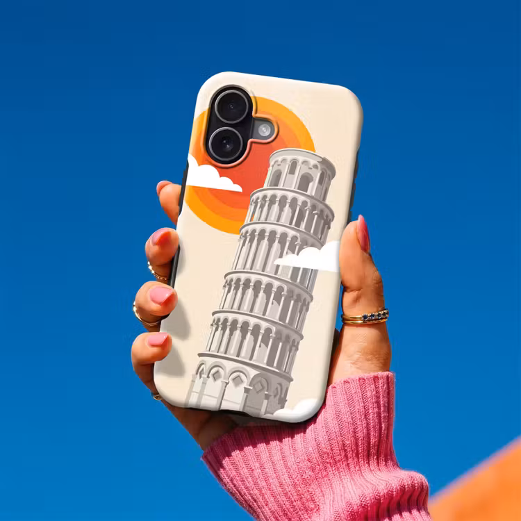 Toren - Pisa - Architectuur - Minimalistisch - Beige Toughcase MagSafe Apple iPhone 17 klein -Sfeer1V