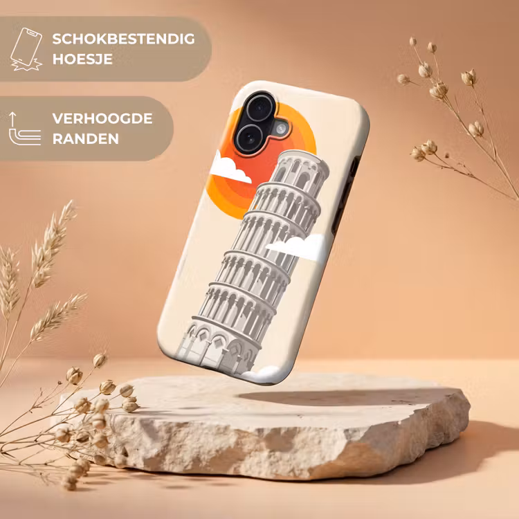 Toren - Pisa - Architectuur - Minimalistisch - Beige Toughcase MagSafe Apple iPhone 17 klein -USP_RandenV_NL
