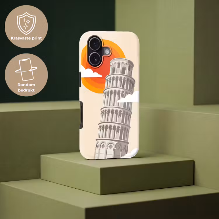 Toren - Pisa - Architectuur - Minimalistisch - Beige Toughcase MagSafe Apple iPhone 17 klein -USP_PrintM_NL