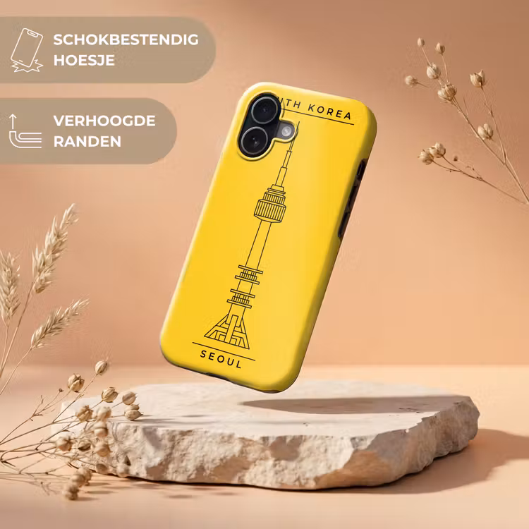 Toren - Seoul - Architectuur - Minimalistisch - Geel Toughcase MagSafe Apple iPhone 17 klein -USP_RandenV_NL