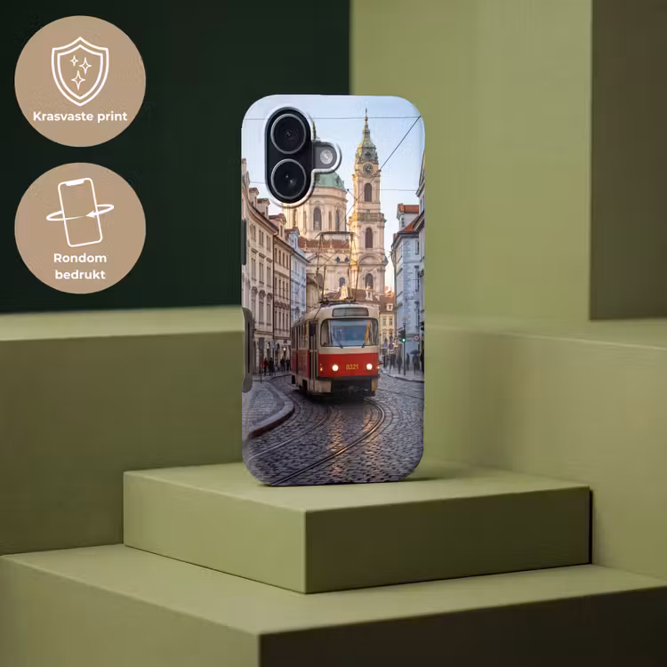 Tram - Straat - Stadsgezicht - Klassiek - Rood Toughcase MagSafe Apple iPhone 17 klein -USP_PrintM_NL