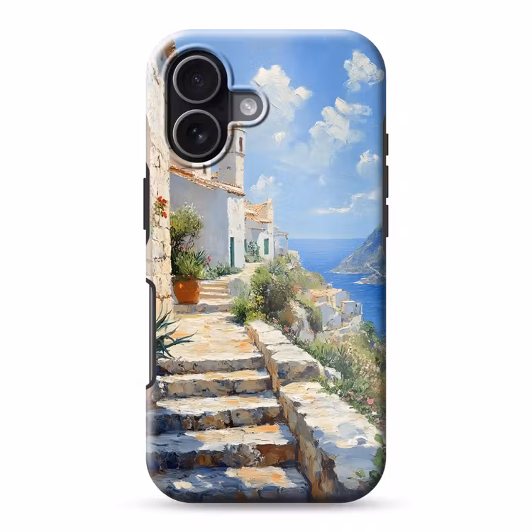 Trap - Huizen - Berglandschap - Zee Toughcase MagSafe Apple iPhone 17 klein -3d