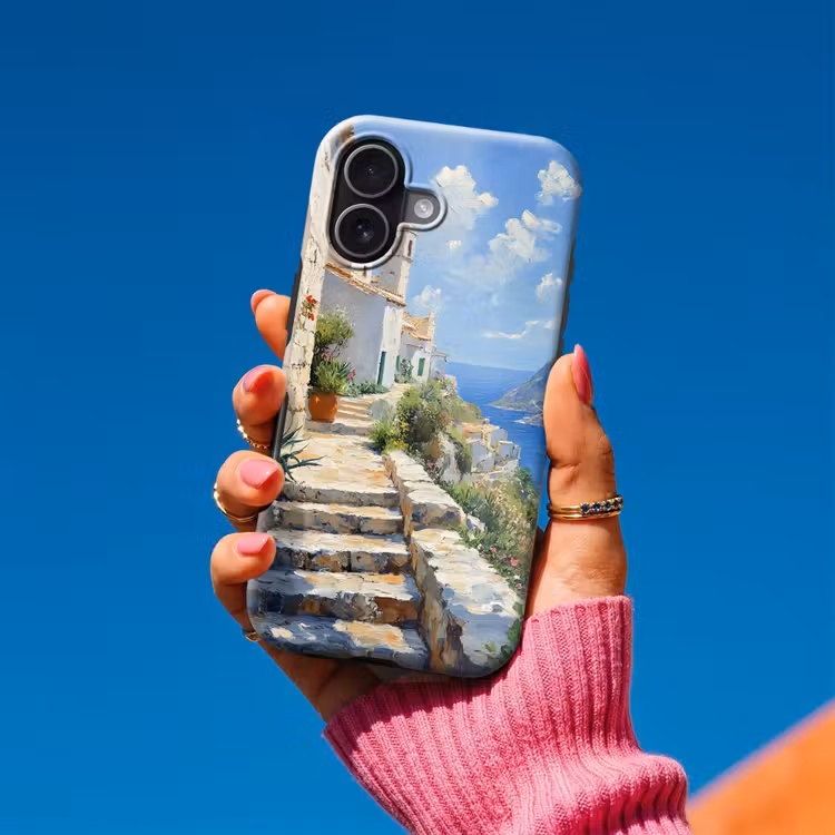 Trap - Huizen - Berglandschap - Zee Toughcase MagSafe Apple iPhone 17 klein -Sfeer1V