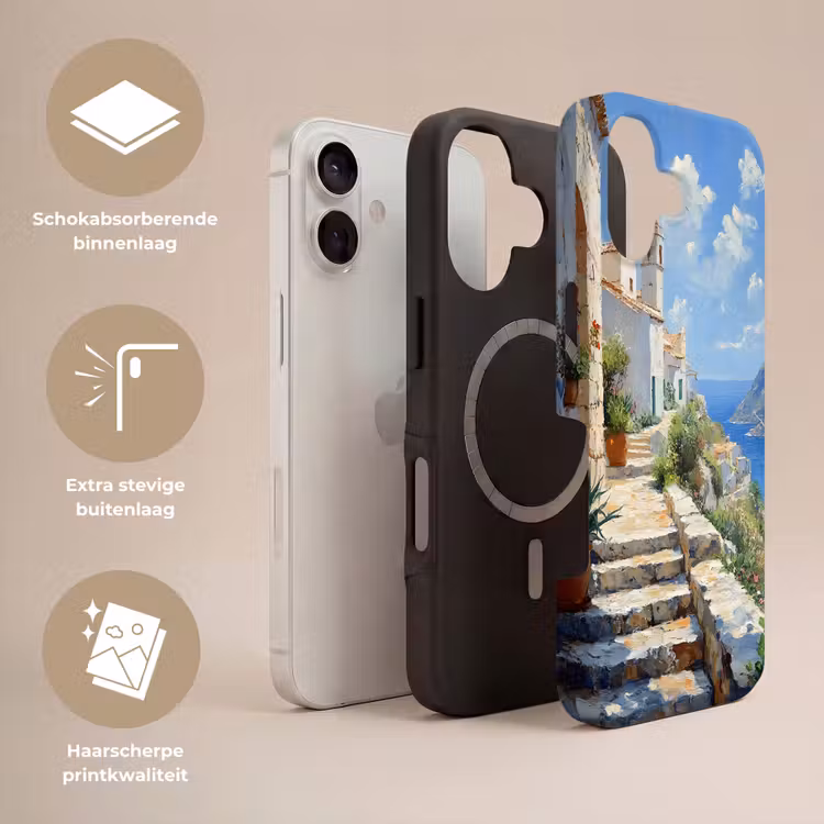 Trap - Huizen - Berglandschap - Zee Toughcase MagSafe Apple iPhone 17 klein -USP_Lagen_NL