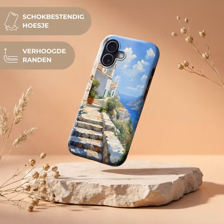 Trap - Huizen - Berglandschap - Zee Toughcase MagSafe Apple iPhone 17 klein -USP_RandenV_NL