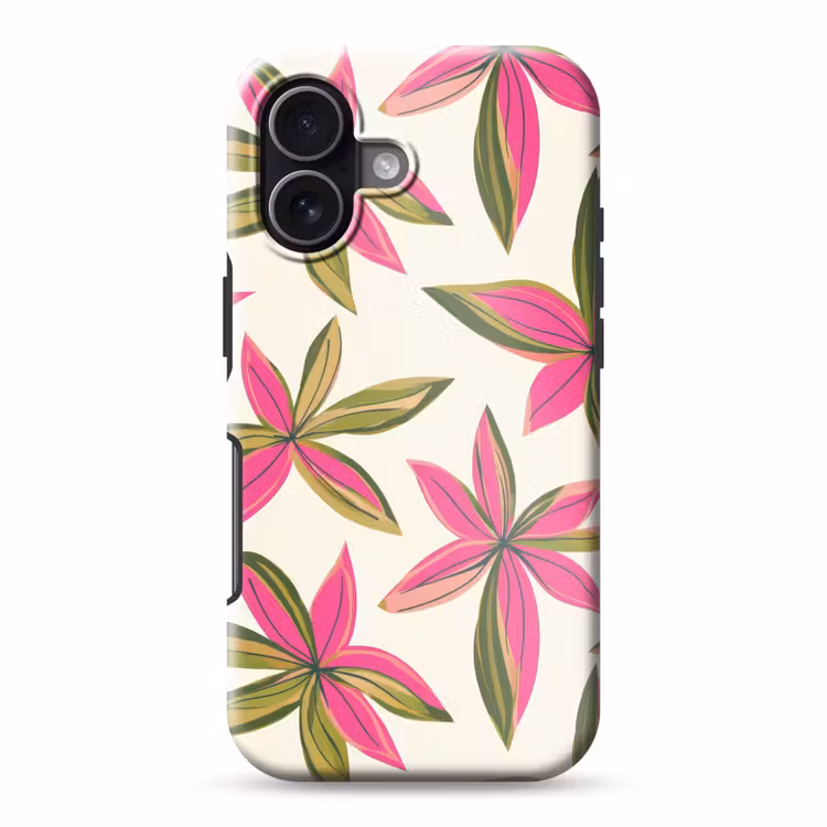 Tropisch - Bloem - Roze Toughcase MagSafe Apple iPhone 17 klein 1017 -3d