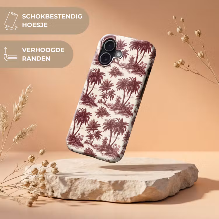 Tropisch - Geometrisch - Bordeauxrood Toughcase MagSafe Apple iPhone 17 klein 1017 -USP_RandenV_NL