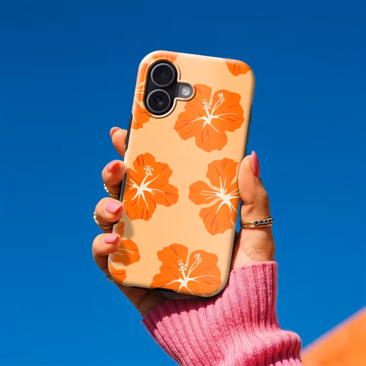Tropisch - Hibiscus - Oranje Toughcase MagSafe Apple iPhone 17 klein 1017 -Sfeer1V