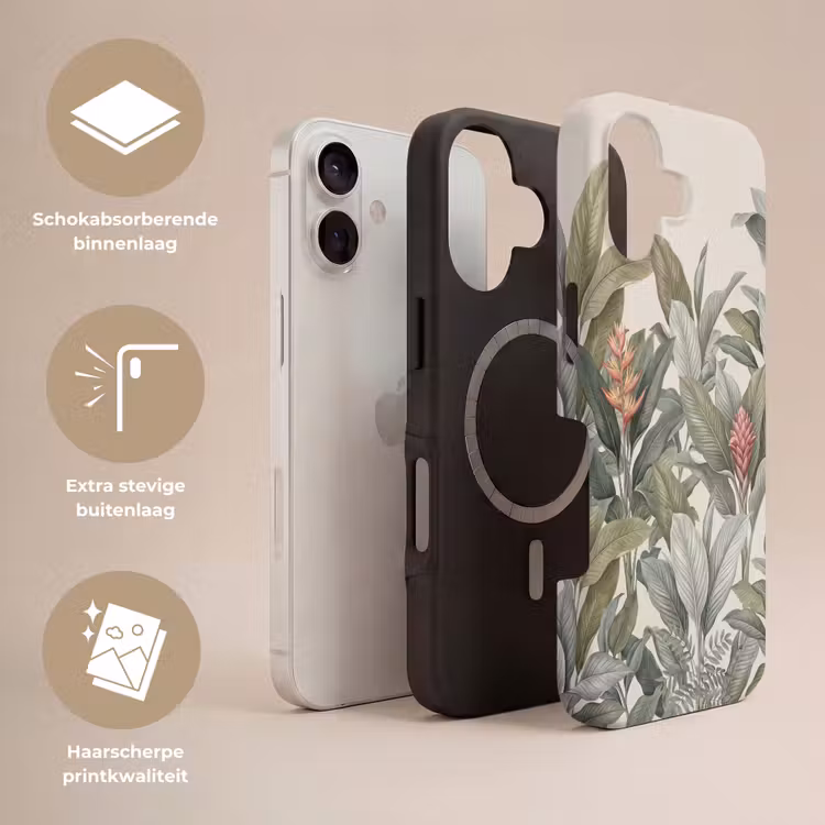 Tropisch - Planten - Modern - Groen Toughcase MagSafe Apple iPhone 17 klein -USP_Lagen_NL