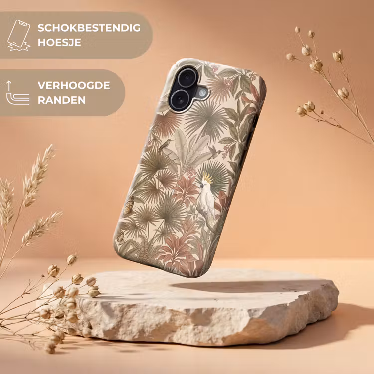 Tropisch - Vogels - Beige Toughcase MagSafe Apple iPhone 17 klein -USP_RandenV_NL