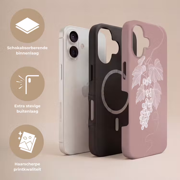 Tros - Druiven - Illustratie - Bladeren Toughcase MagSafe Apple iPhone 17 klein -USP_Lagen_NL