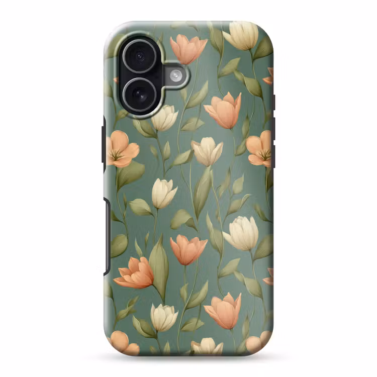 Tulpen - Botanisch - Groen Toughcase MagSafe Apple iPhone 17 klein 1017 -3d
